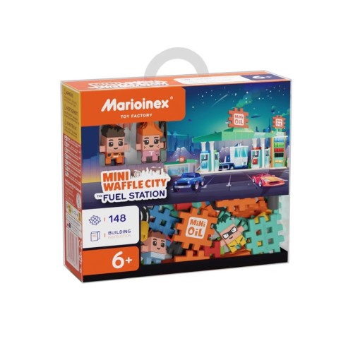 MARIOINEX Klocki Mini Waffle City Stacja paliw, 148 elementów