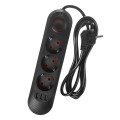 MACLEAN LISTWA ZASILAJĄCA, PRZEDŁUŻACZ 3 GNIAZDA + 3XUSB, 110-240V AC 50/60HZ, 2.1A MAX 2500W, 1,5M, CZARNA MCE394 B