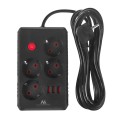 MACLEAN LISTWA ZASILAJĄCA, PRZEDŁUŻACZ 4 GNIAZDA + 3XUSB, 110-240V AC 50/60HZ, 2.1A MAX 2500W, 3M, CZARNA, MCE393 B