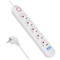 MACLEAN LISTWA ZASILAJĄCA PRZEDŁUŻACZ5 GNIAZD + 3XUSB, 110-240V AC 50/60HZ, 2.1A MAX 2500W, 1,5M, BIAŁA MCE395 W