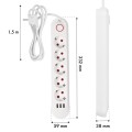 MACLEAN LISTWA ZASILAJĄCA PRZEDŁUŻACZ5 GNIAZD + 3XUSB, 110-240V AC 50/60HZ, 2.1A MAX 2500W, 1,5M, BIAŁA MCE395 W