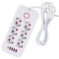 MACLEAN LISTWA ZASILAJĄCA, PRZEDŁUŻACZ 6 GNIAZD + 4XUSB, 110-240V AC 50/60HZ, 2.1A MAX 2500W, 1,5 M, BIAŁA MCE389 W