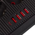 MACLEAN LISTWA ZASILAJĄCA, PRZEDŁUŻACZ 6 GNIAZD + 4XUSB, 110-240V AC 50/60HZ, 2.1A MAX 2500W, 1,5 M, CZARNA MCE389 B