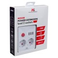MACLEAN LISTWA ZASILAJĄCA, PRZEDŁUŻACZ 2 GNIAZDA + 3XUSB, 110-240V AC 50/60HZ, 2.1A MAX 2500W, 3 M, BIAŁA MCE388 W