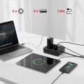 MACLEAN LISTWA ZASILAJĄCA, PRZEDŁUŻACZ 2 GNIAZDA + 3XUSB, 110-240V AC 50/60HZ, 2.1A MAX 2500W, 1.5M, CZARNA MCE387 B