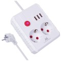 MACLEAN LISTWA ZASILAJĄCA, PRZEDŁUŻACZ 2 GNIAZDA + 3XUSB, 110-240V AC 50/60HZ, 2.1A MAX 2500W, 1.5M, BIAŁA MCE387 W
