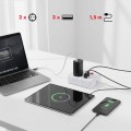 MACLEAN LISTWA ZASILAJĄCA, PRZEDŁUŻACZ 2 GNIAZDA + 3XUSB, 110-240V AC 50/60HZ, 2.1A MAX 2500W, 1.5M, BIAŁA MCE387 W