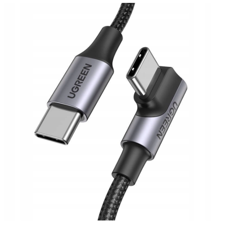 Kabel UGREEN US334 USB-C-USB-C 1m kątowy (czarny)