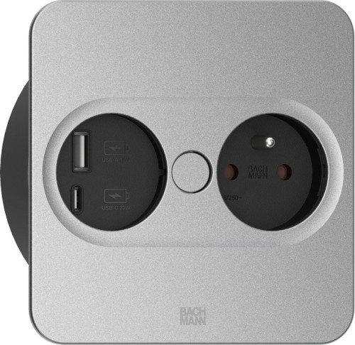 Bachmann 946.015 gniazdko elektryczne Type E + USB A + USB C Stal nierdzewna