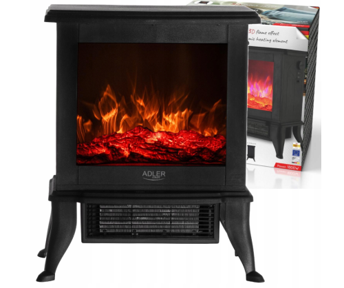 Adler AD 7754 Kominek elektryczny / 2 poziomy grzania: 1000W / 1800W