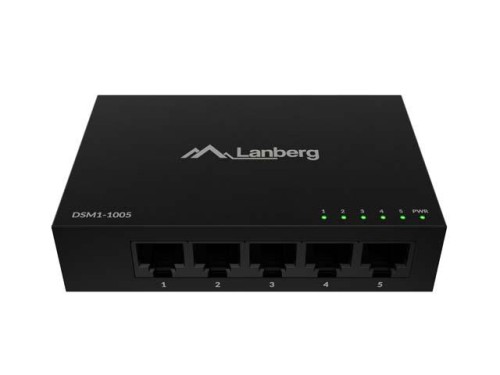 Switch niezarządzalny Lanberg 5x 1GB/s Gigabit Ethernet Desktop 12V (Obudowa metalowa)