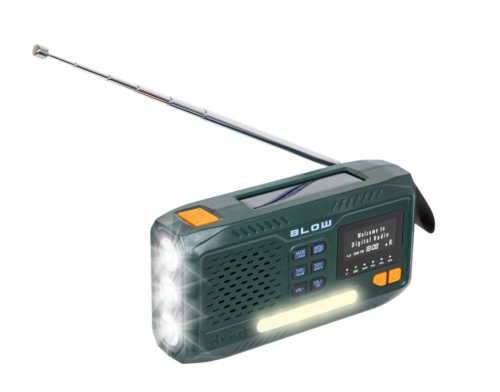 Radio przenośne analogowe/cyfrowe AM/FM/DAB/BT BLOW RA19 solarne na korbkę