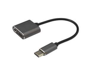 SBOX Adapter USB-C -> USB-C + jack 3,5mm czarny