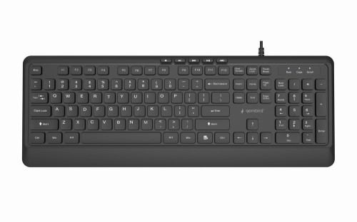 GEMBIRD KLAWIATURA PRZEWODOWA MULTIMEDIALNA SLIM, USB 5 KLAWISZY HOTKEYS, US LAYOUT, CZARNA