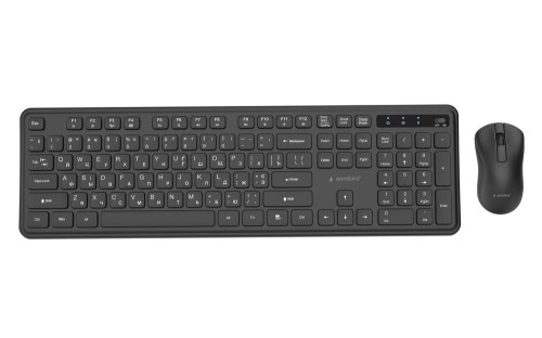 GEMBIRD BEZPRZEWODOWY ZESTAW KLAWIATURY + MYSZ SLIM PRO BUSINESS NA BIURKO, CZARNY, UKŁAD RU