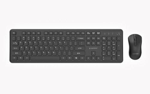 GEMBIRD BEZPRZEWODOWY ZESTAW KLAWIATURY + MYSZ SLIM PRO BUSINESS NA BIURKO, CZARNY, UKŁAD US