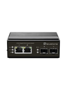 Switch LevelOne IGP-0431 - niezarządzalny - 2 x 10/100/1000 (PoE) + 2 x Gigabit SFP - Możliwość montażu na szynie DIN - PoE - zasilanie DC