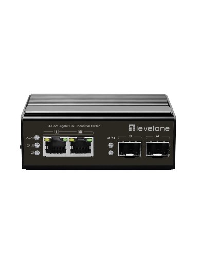 Switch LevelOne IGP-0431 - niezarządzalny - 2 x 10/100/1000 (PoE) + 2 x Gigabit SFP - Możliwość montażu na szynie DIN - PoE - zasilanie DC
