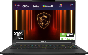 Laptop MSI Stealth A16 AI+ 16" QHD+ 240Hz Ryzen AI 9 HX 370 32GB LPDDR5 RTX5080 16GB Win11Pro