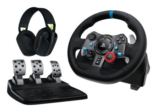 Logitech G 991-000539 kontroler gier Aluminium, Czarny USB Kierownica + pedały + zestaw słuchawkowy PC, PlayStation 4, PlayStation 5, Playstation 3