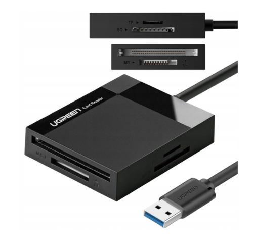 Czytnik kart UGREEN CR125 USB 3.0 0.5m (czarny) 30333B