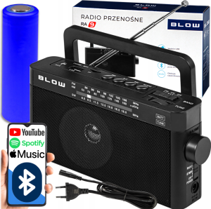 BLOW RA9 Radio Przenośne AM FM SW Bluetooth USB SD AUX Czarne 77-539
