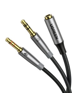 UGREEN AV192 Rozdzielacz audio AUX słuchawki + mikrofon do kabel mini jack 3.5mm (szary)