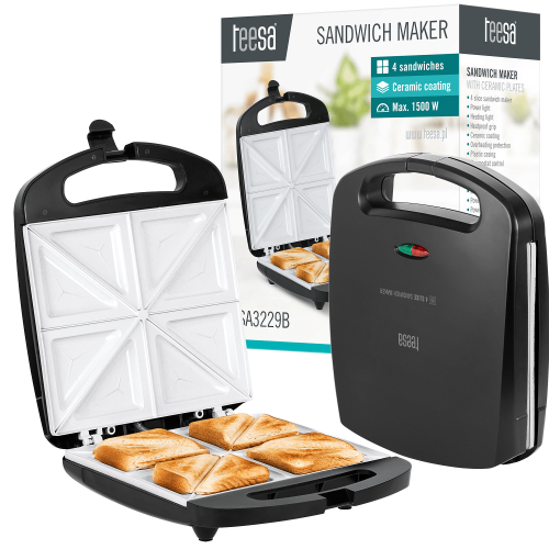 Opiekacz do kanapek z ceramicznymi wkładami na 4 kanapki