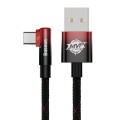 Kabel USB do USB-C kątowy Baseus Elbow 2m 100W (czarno-czerwony)