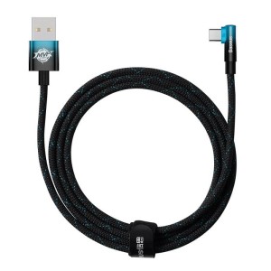 Kabel USB do USB-C kątowy Baseus Elbow 2m 100W (czarno-niebieski)