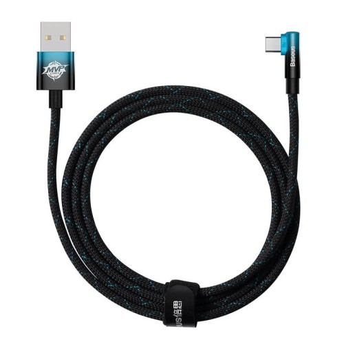 Kabel USB do USB-C kątowy Baseus Elbow 2m 100W (czarno-niebieski)